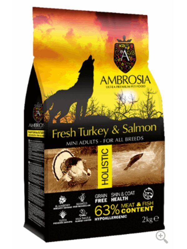 AMBROSIA GRAIN FREE ADULT MINI TURKEY & SALMON 2KG